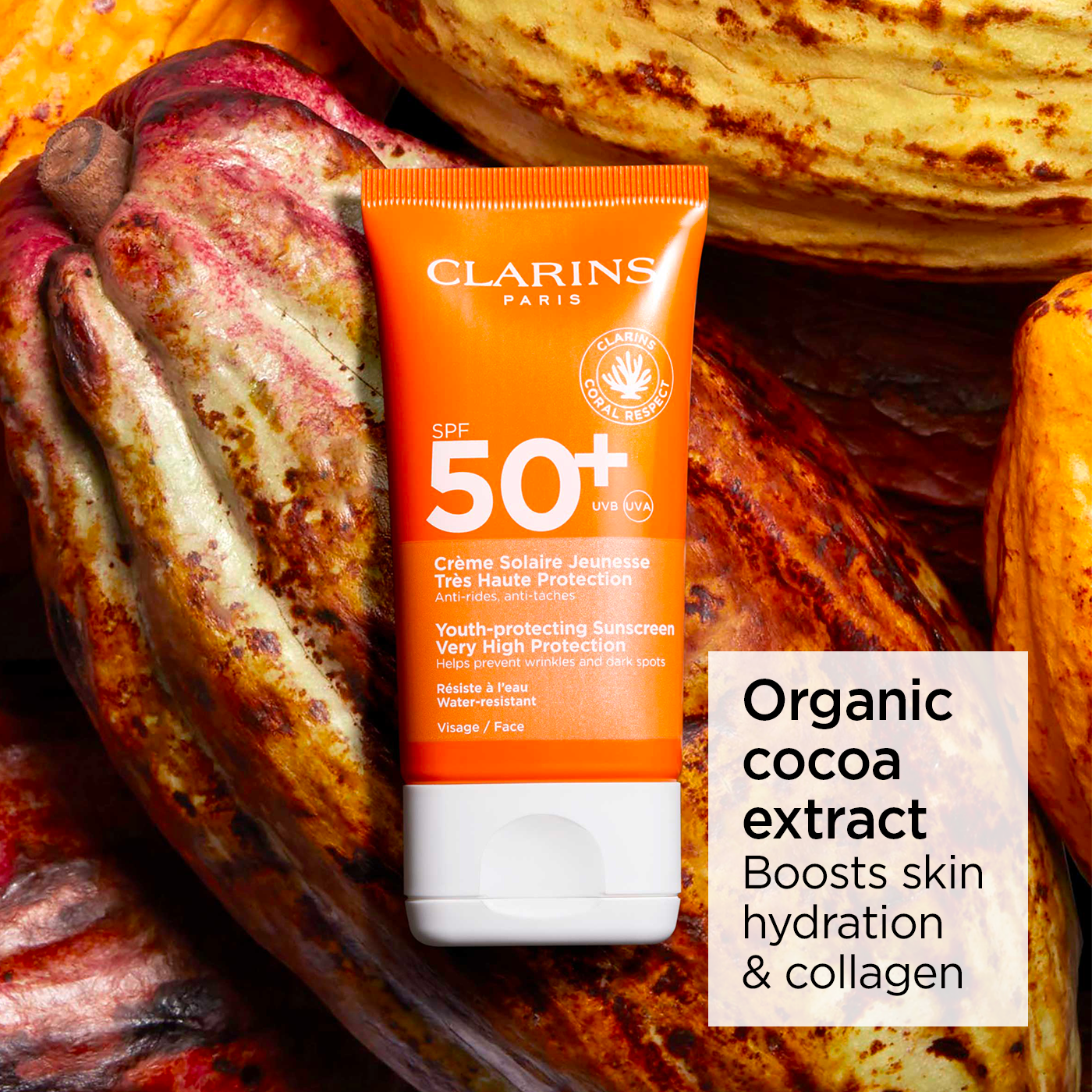 קלרינס קרם הגנה גבוהה לפנים SPF 50+