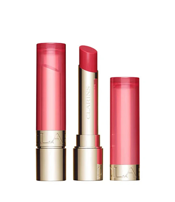 שפתון ורוד של קלרינס בעיצוב יוקרתי, מוצג עם מכסה שקוף, מתוך קטגוריית קוסמטיקה ב-CHOZEN