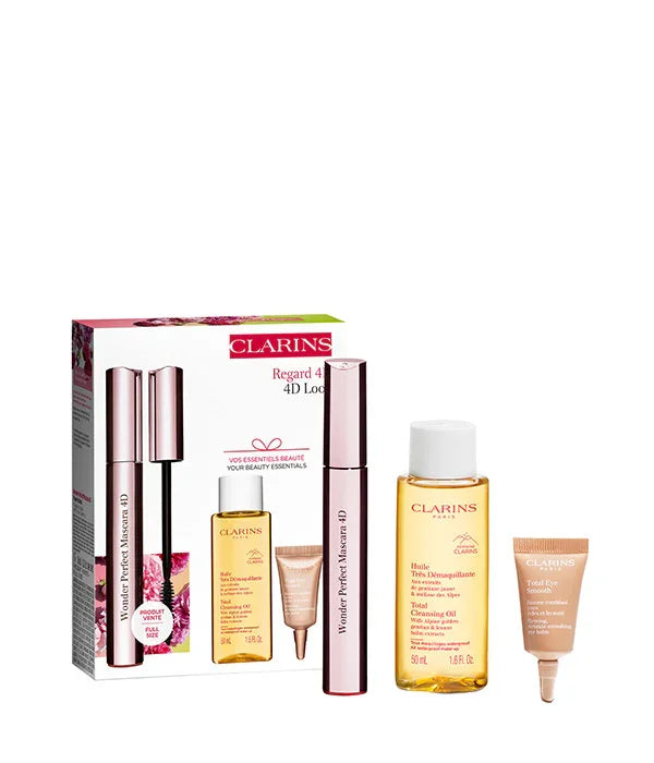 סט מוצרי קוסמטיקה קלרינס כולל מסקרה, מסיר איפור וקרם עיניים, בחנות CHOZEN