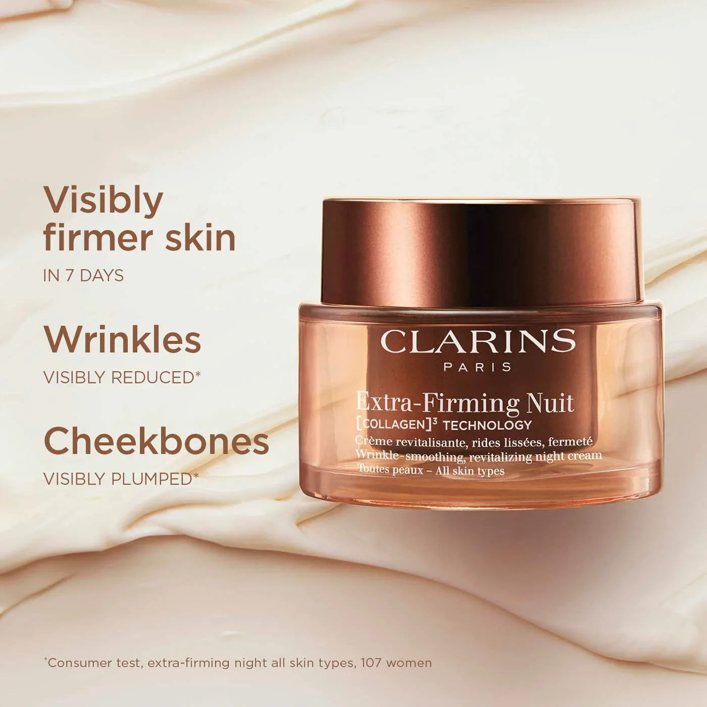 קרם לילה Clarins Extra-Firming Nuit עם טכנולוגיית קולגן לעור מתוח וזוהר, מבית CHOZEN.