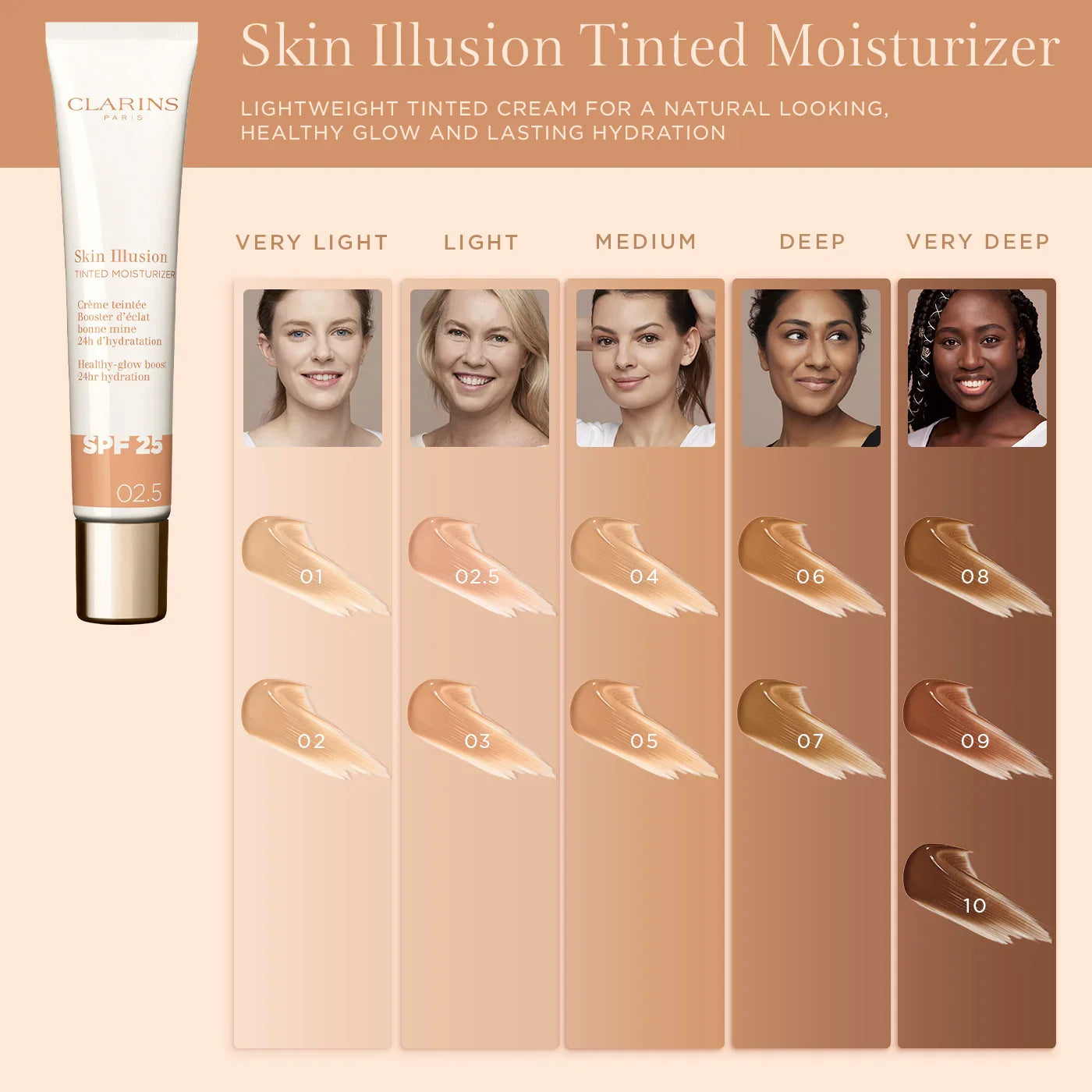קרם לחות צבעוני קלרינס Skin Illusion במגוון גוונים לעור, HOMEPAGE CHOZEN, קבוצת אלפא