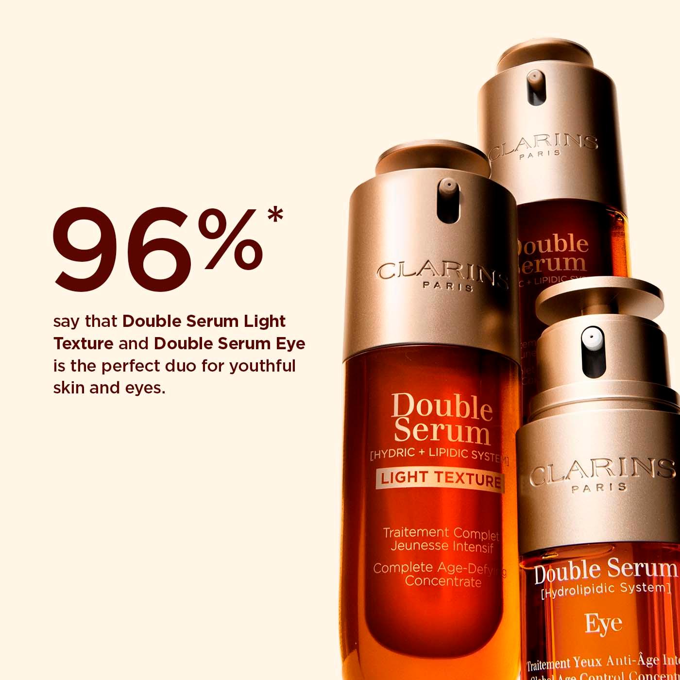 סרום קלרינס Double Serum Light Texture ו-Double Serum Eye לעור צעיר, קוסמטיקה יוקרתית CHOZEN