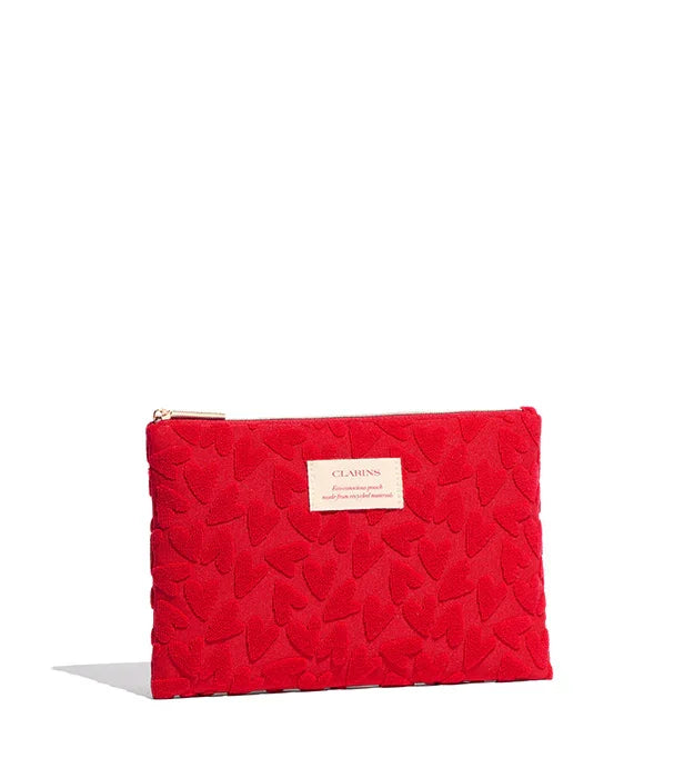 נרתיק קלרינס אדום מבד מרקם עלים, מוצרי יוקרה, קבוצת אלפא, CHOZEN