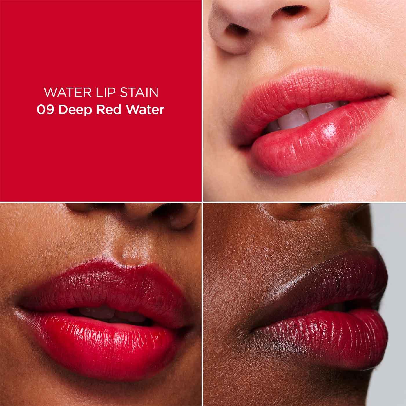 איפור שפתיים יוקרתי גוון אדום מים 09 Deep Red Water, תוצאה טבעית מבית CHOZEN