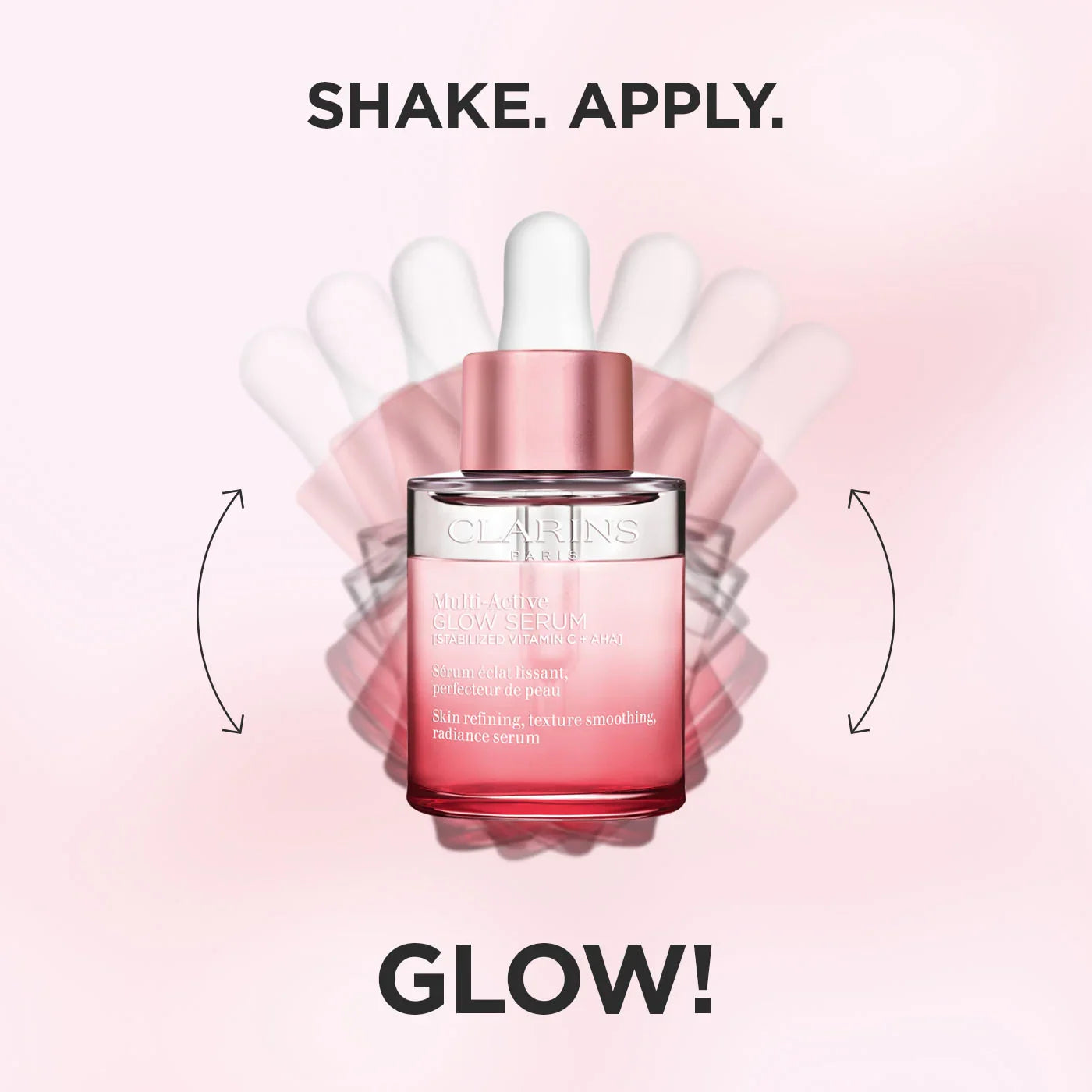 סרום Clarins Multi-Active Glow ורוד עם טפטפת, מוצר טיפוח עור יוקרתי ב-CHOZEN