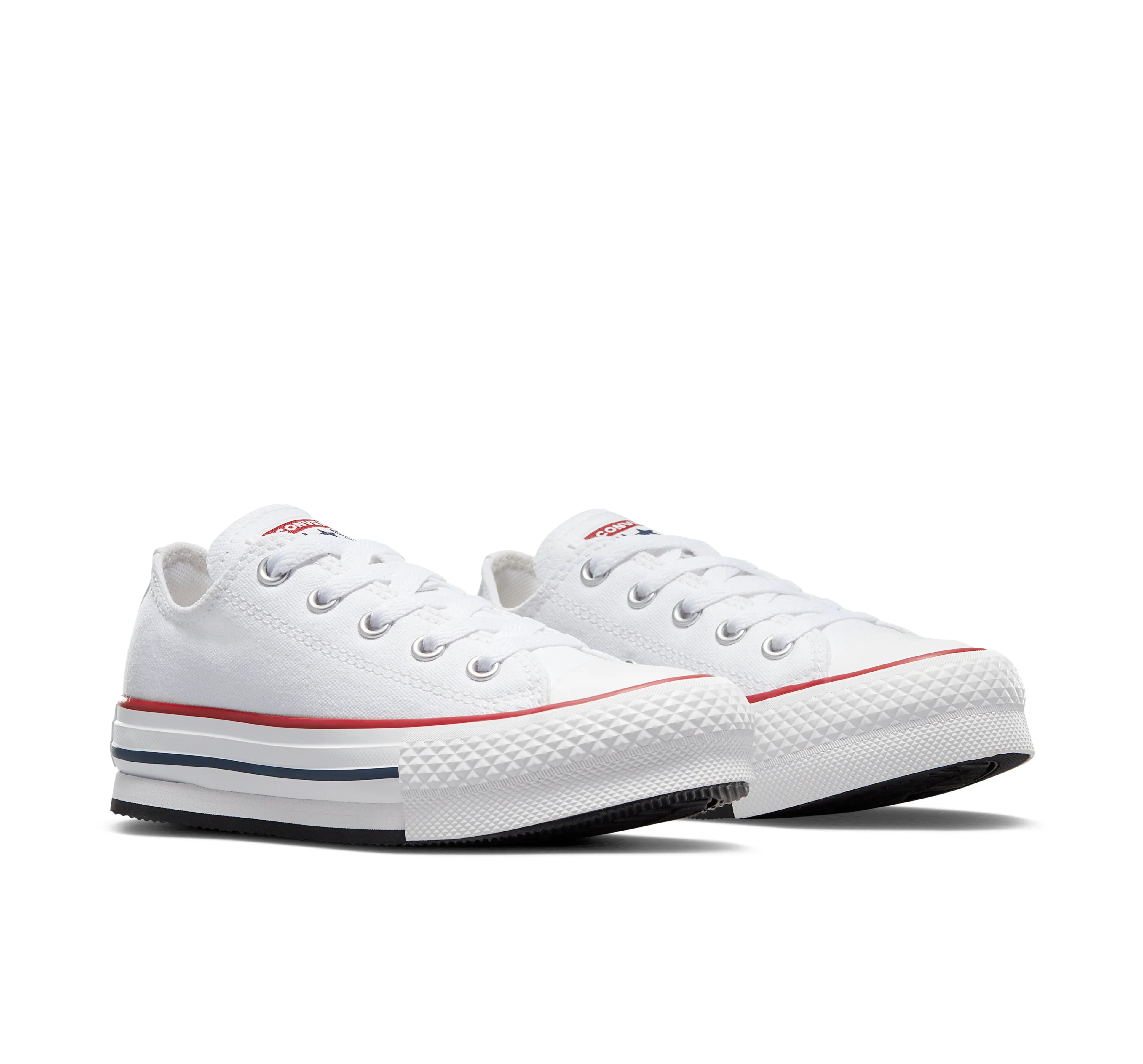 סניקרס קנבס לבנות עם סוליה כפולה מבית CHOZEN, בעיצוב קלאסי ופסים אדום וכחול