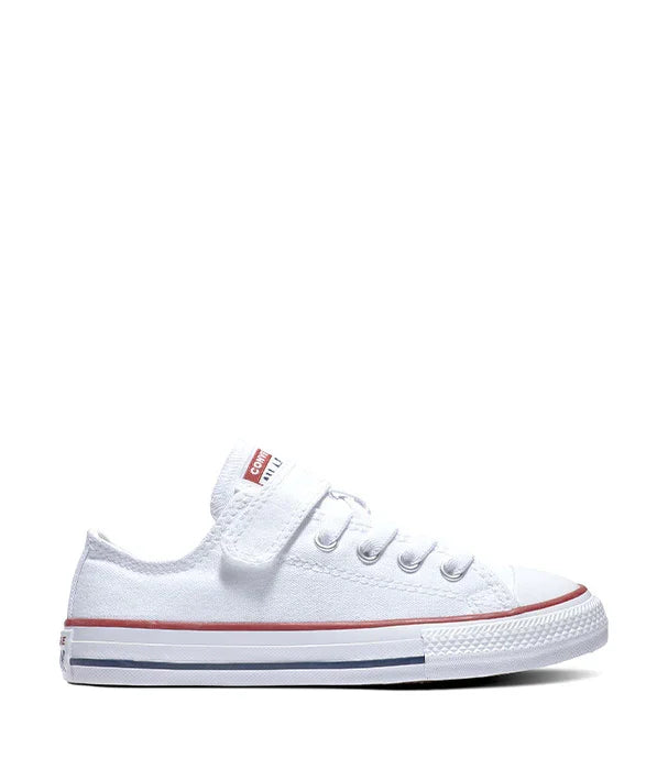 סניקרס קונברס נמוכות לילדים בצבע לבן, שרוך וסקוץ', דגם קלאסי באתר CHOZEN