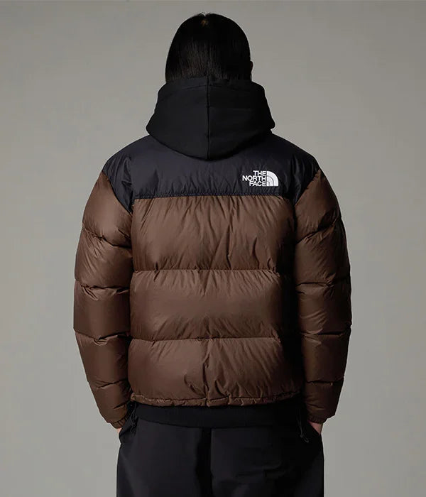 מעיל פוך חום ושחור The North Face על דוגמן, אופנת חורף CHOZEN מותגים מובילים