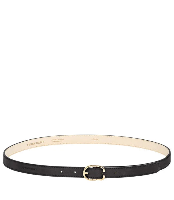 חגורת עור שחורה עם אבזם מתכת זהב, אופנתי מבית Longchamp, בחנות CHOZEN