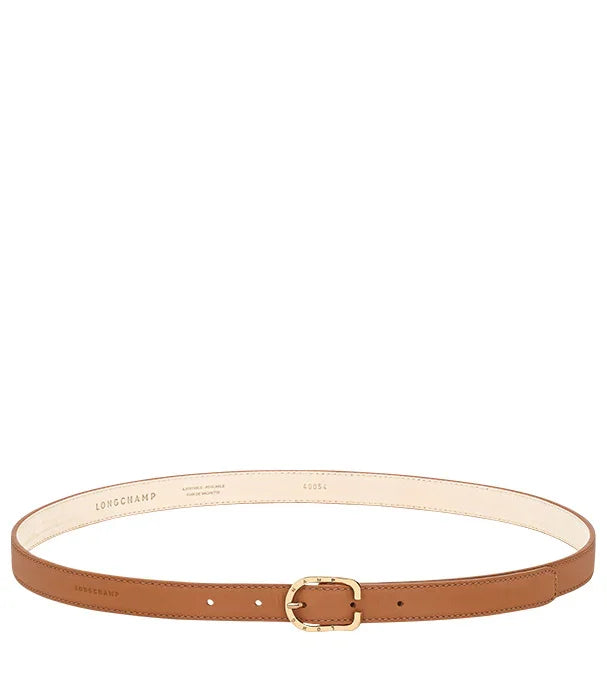 חגורת עור חומה לנשים עם אבזם זהב, LONGCHAMP, מותג יוקרה ב-CHOZEN