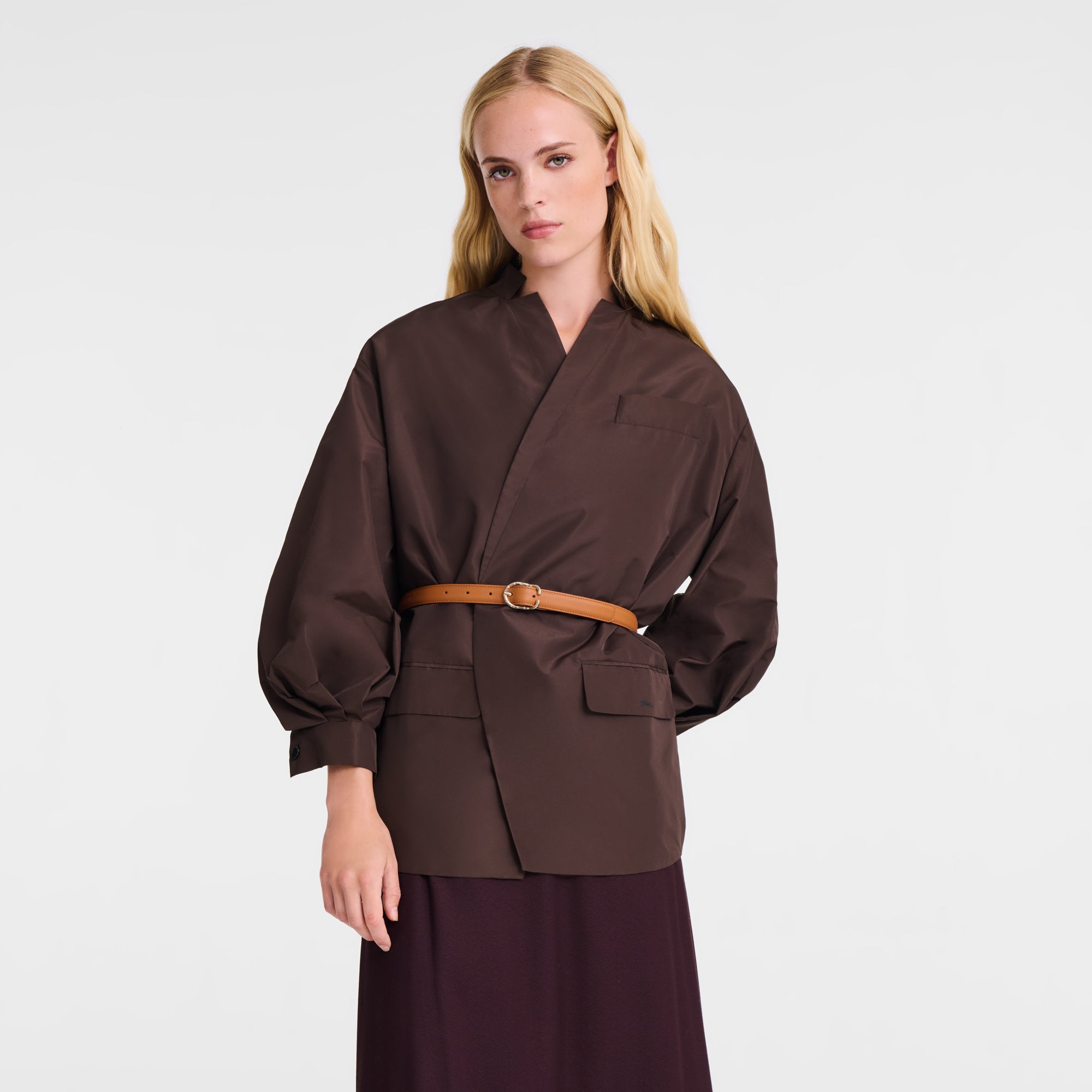 לונגשאמפ חגורה מעור לנשים חום