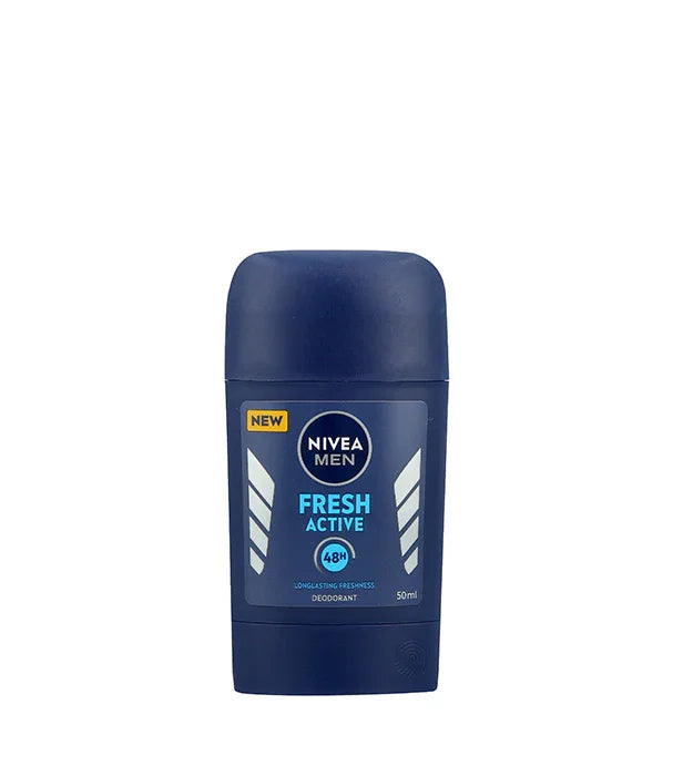 דאודורנט סטיק NIVEA MEN FRESH ACTIVE גברים, 50 מ"ל, מוצר טיפוח מבית המותג הבינלאומי