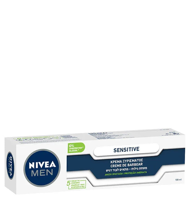 קרם גילוח לגברים ניביאה סנסיטיב, מארז לבן-כחול, מבית CHOZEN, מתאים לעור רגיש