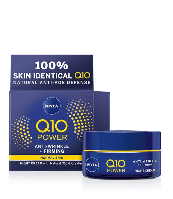 קרם לילה ממצק ניואה Nivea Q10 Power נגד קמטים לעור רגיל, אריזה כחולה וממותגת