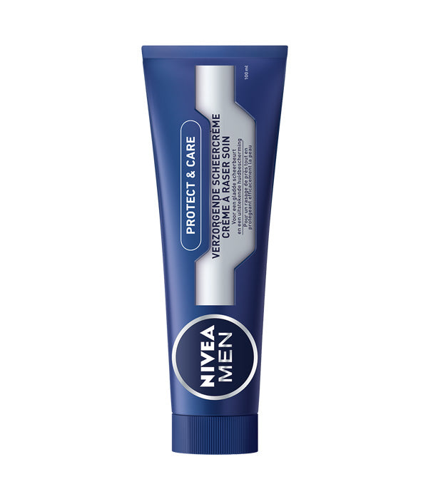 קרם גילוח ניבאה גברים NIVEA MEN Protect & Care בעיצוב כחול, מוצר טיפוח לגבר