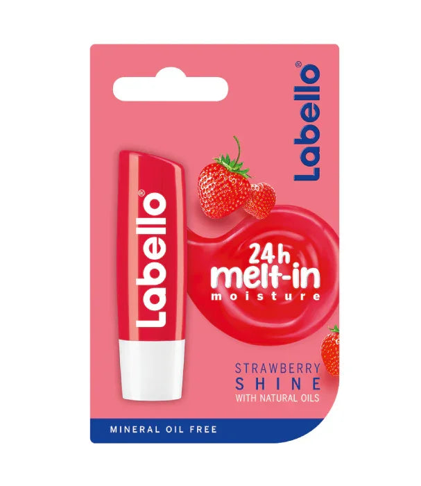 שפתון לחות Labello תות, סטרוברי שיין, 24 שעות לחות, מוצר יופי בקבוצת אלפא