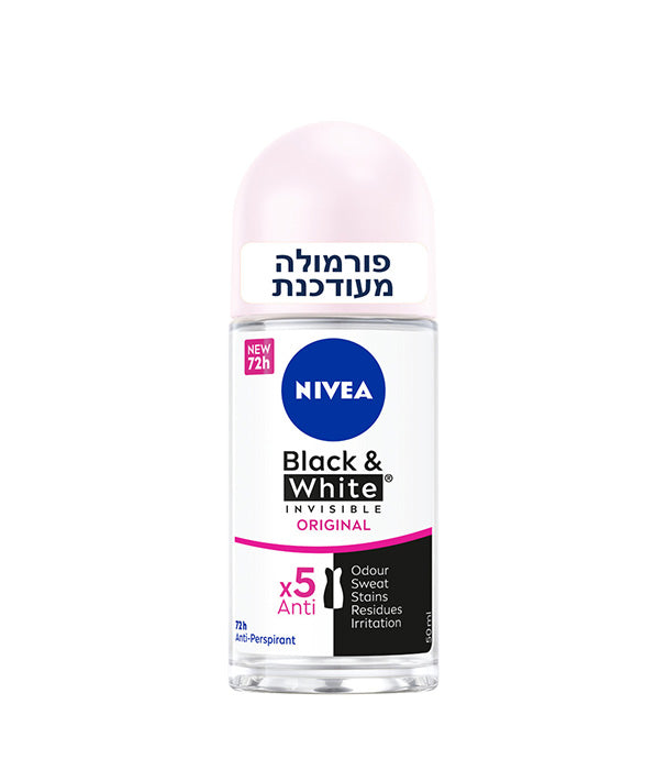 ניוואה דאודורנט רול און לאישה בלאק & וויט אוריגינל שקוף 50מ"ל