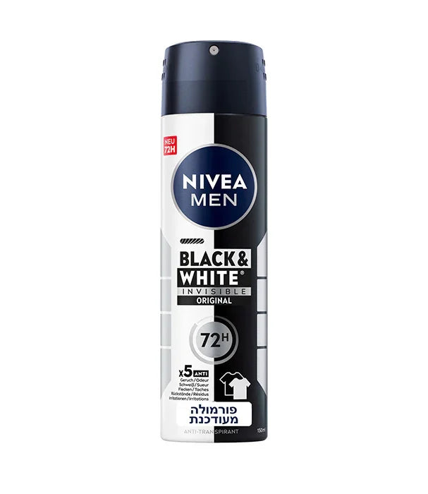 דאודורנט NIVEA MEN Black & White לגבר, אנטי פרספירנט 72 שעות, נמכר באתר CHOZEN