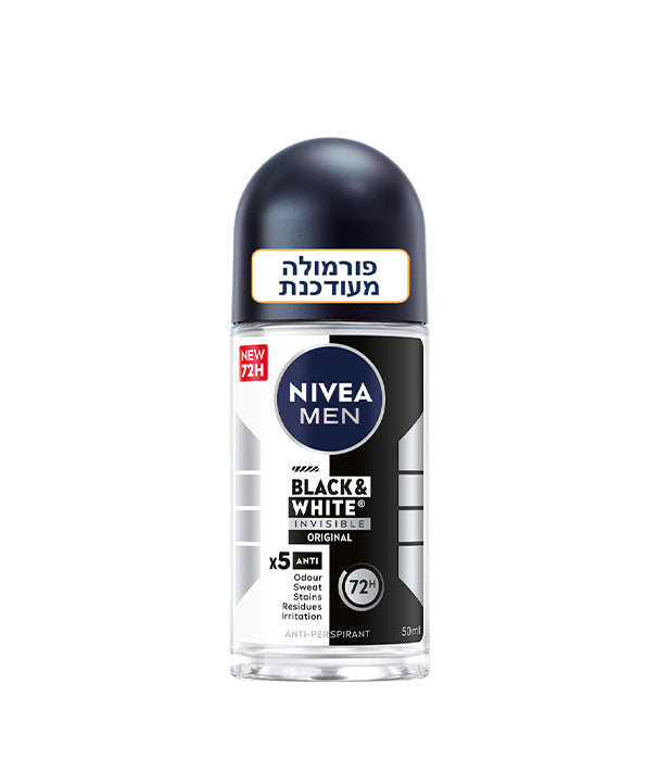 ניוואה דאודורנט רול און לגבר בלאק & וויט אוריגינל שקוף 50 מ"ל
