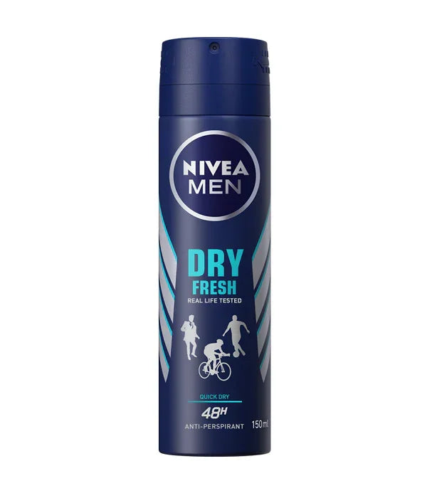 ספריי דאודורנט ניביאה גברים DRY FRESH, 48 שעות הגנה, 150 מ"ל, מוצג על רקע לבן, CHOZEN