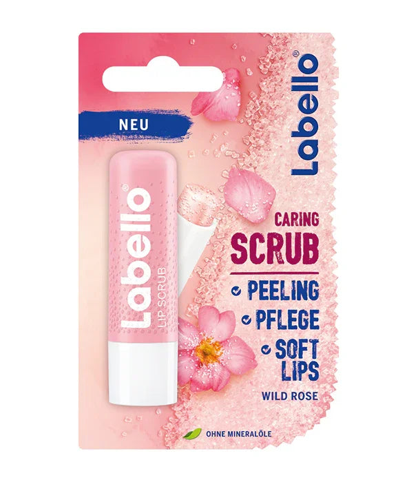 שפתון Labello Lip Scrub ורוד ארוז, פילינג פורח בטעם ורד פראי, מוצר קוסמטי באתר CHOZEN
