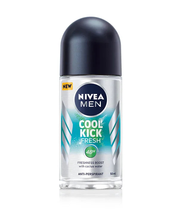 דאודורנט NIVEA MEN Cool Kick Fresh גברים, אנטי-פרספירנט 48 שעות, 50 מ"ל, בייבוא קבוצת אלפא
