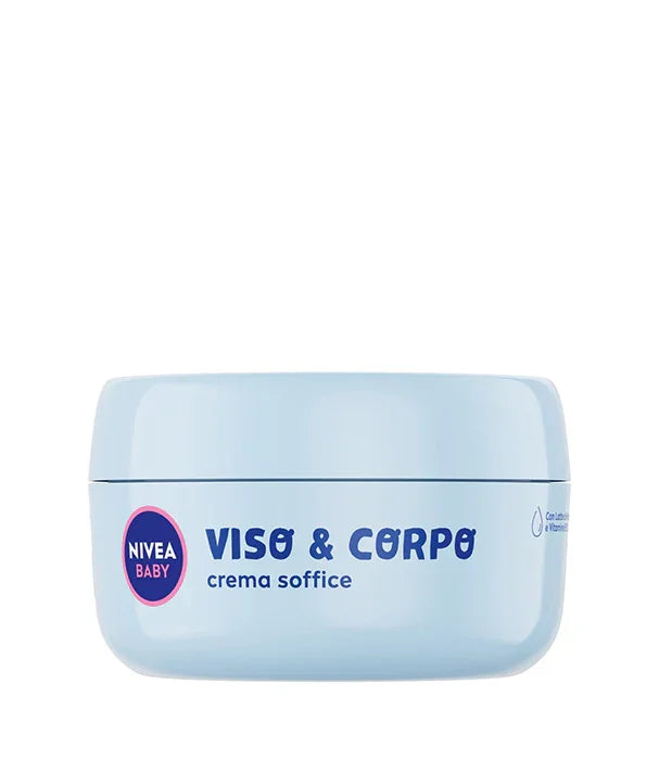 קרם NIVEA BABY לפנים ולגוף באריזה תכולה, מוצג על רקע לבן, מיץ'וזן, מותגים מובילים