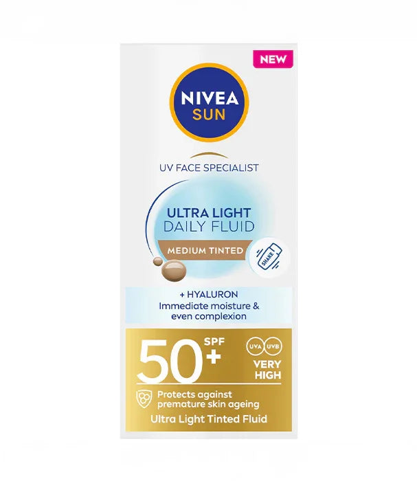 ניביאה סאן נוזל פנים קליל SPF50+ לעור בינוני, הגנה מהשמש ולחות, CHOZEN מותגים מובילים