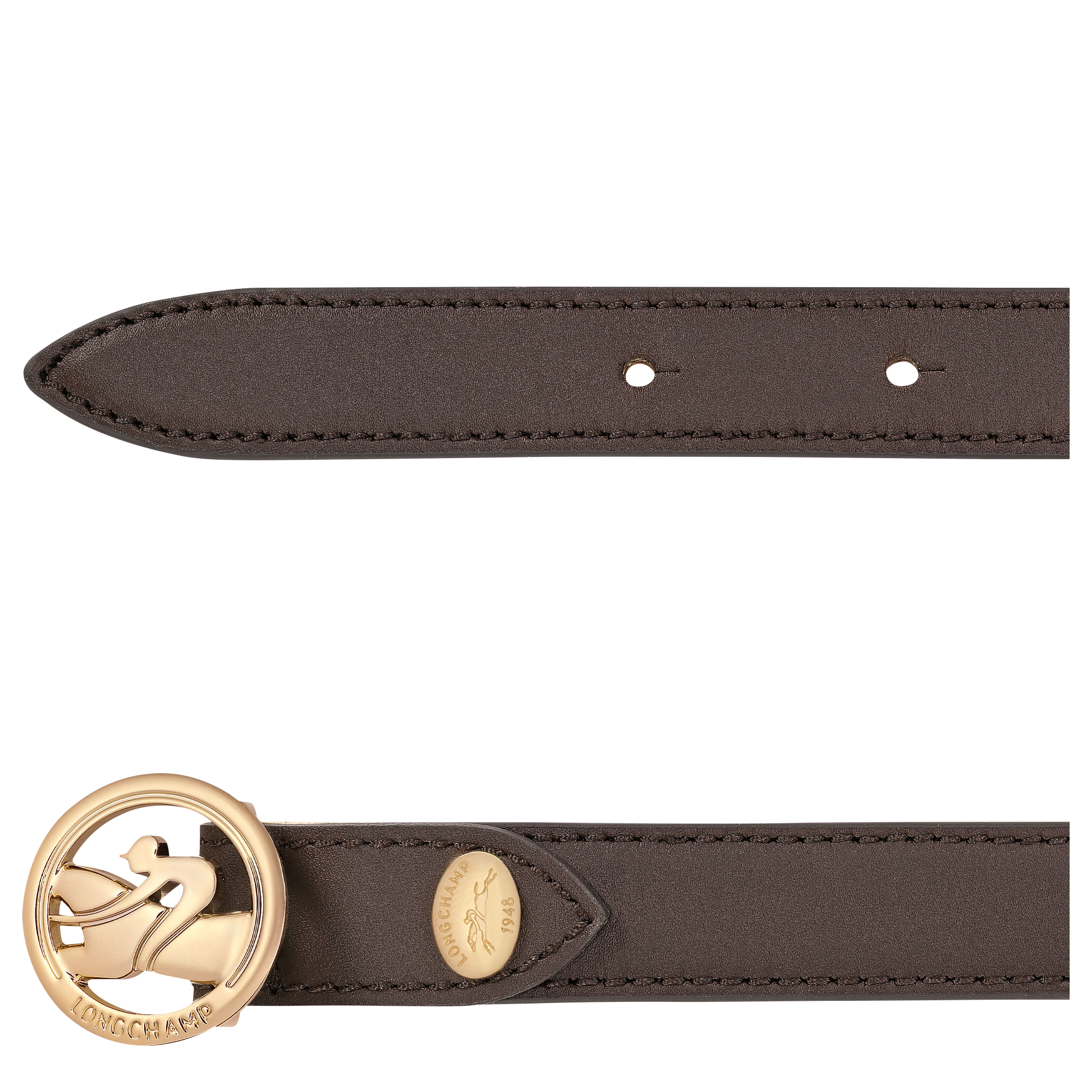 לונגשאמפ חגורה מעור לנשים חום כהה