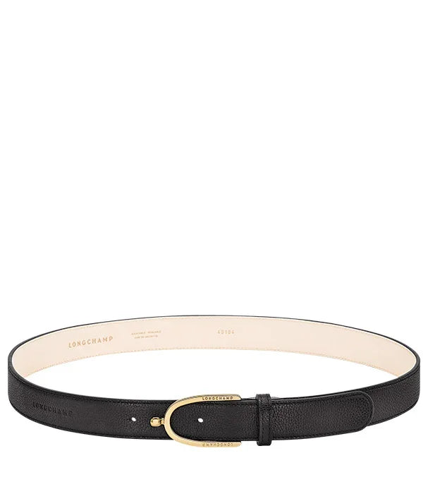 חגורת עור שחורה LONGCHAMP עם אבזם זהב, מותג יוקרה מקבוצת אלפא CHOZEN