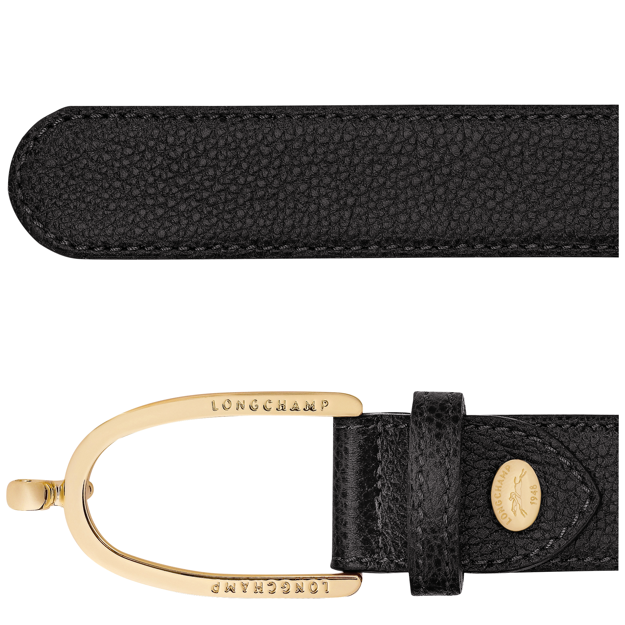 לונגשאמפ חגורה עבה מעור שחור