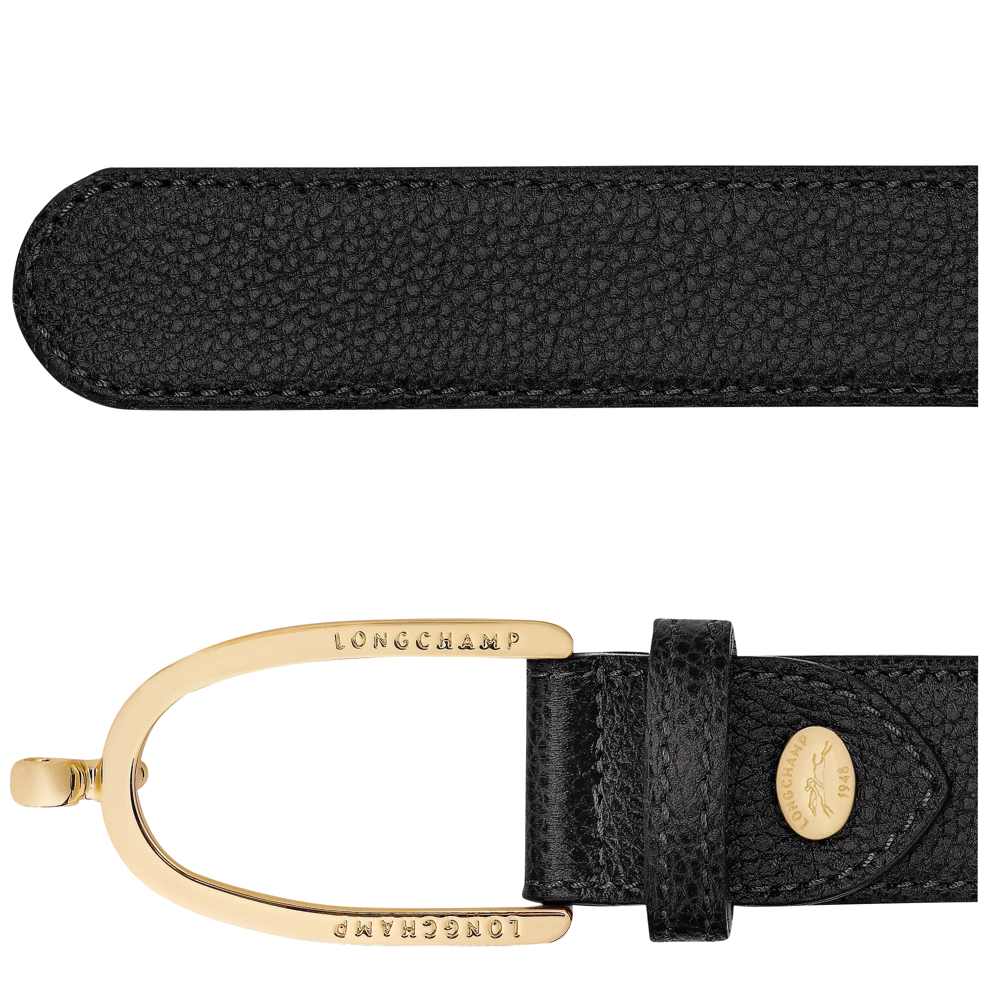 חגורת עור שחורה יוקרתית לנשים עם אבזם זהב מבית LONGCHAMP, קולקציית מותגים ב-CHOZEN