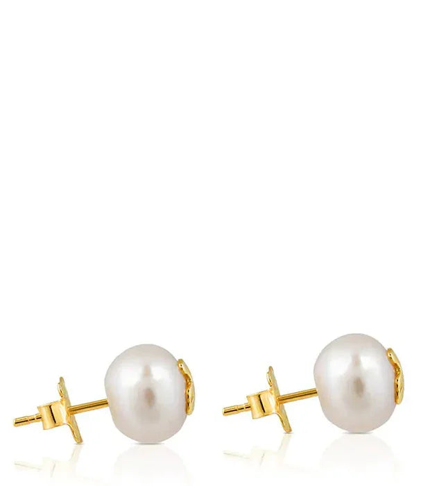 עגילי פנינה עדינים עם סוגר זהב מבית CHOZEN, תכשיטים יוקרתיים לנשים