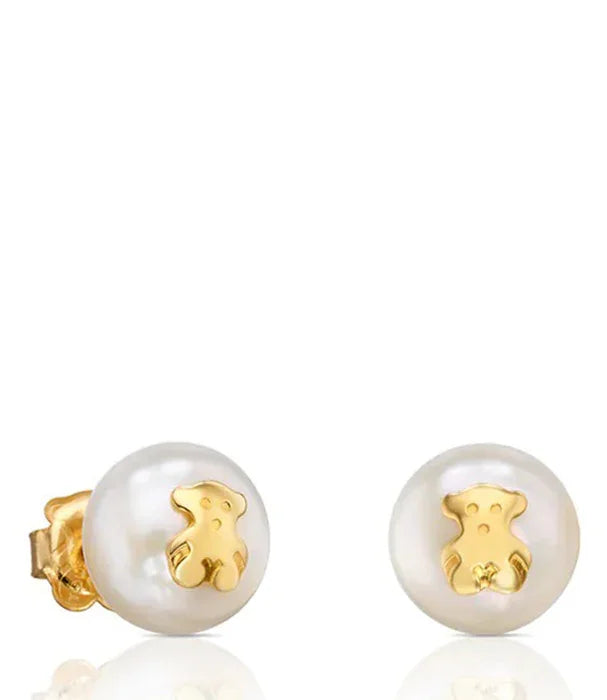 עגילי פנינה עגולה עם דובון זהב מבית CHOZEN, תכשיטי יוקרה אופנתיים לנשים