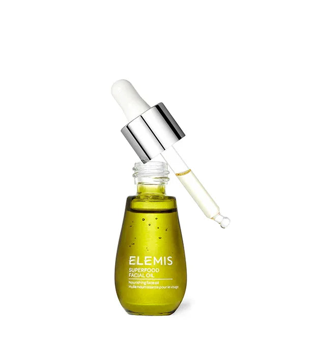 שמן פנים Elemis Superfood עם טפטפת, מוצר טיפוח יוקרתי מקבוצת אלפא CHOZEN