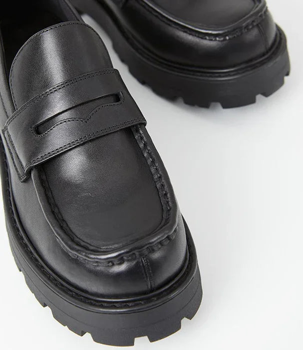 נעלי מוקסין עור שחור סוליה עבה CHOZEN אופנה יוקרתית קבוצת אלפא