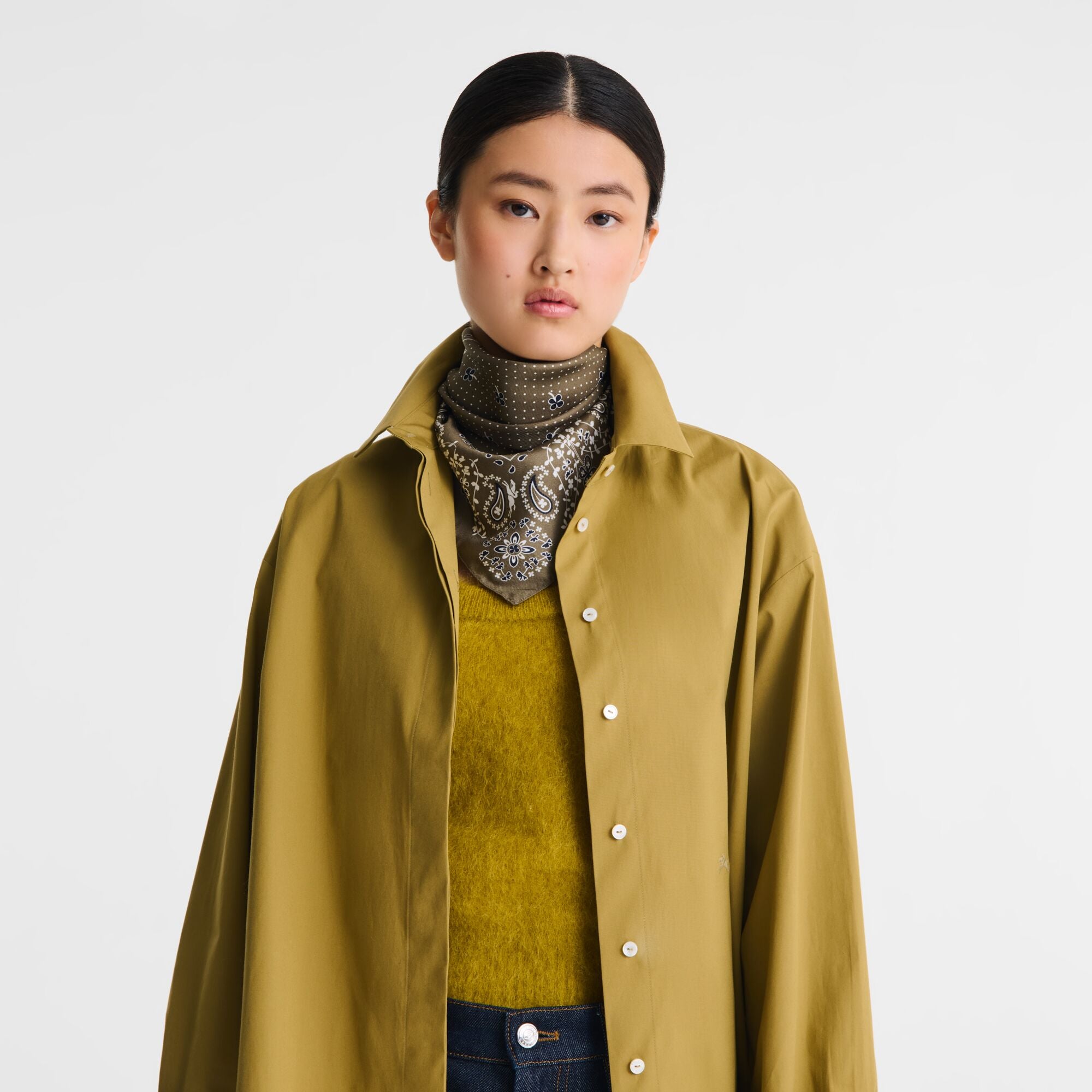 לונגשאמפ צעיף משי Equestrian Tower ירוק