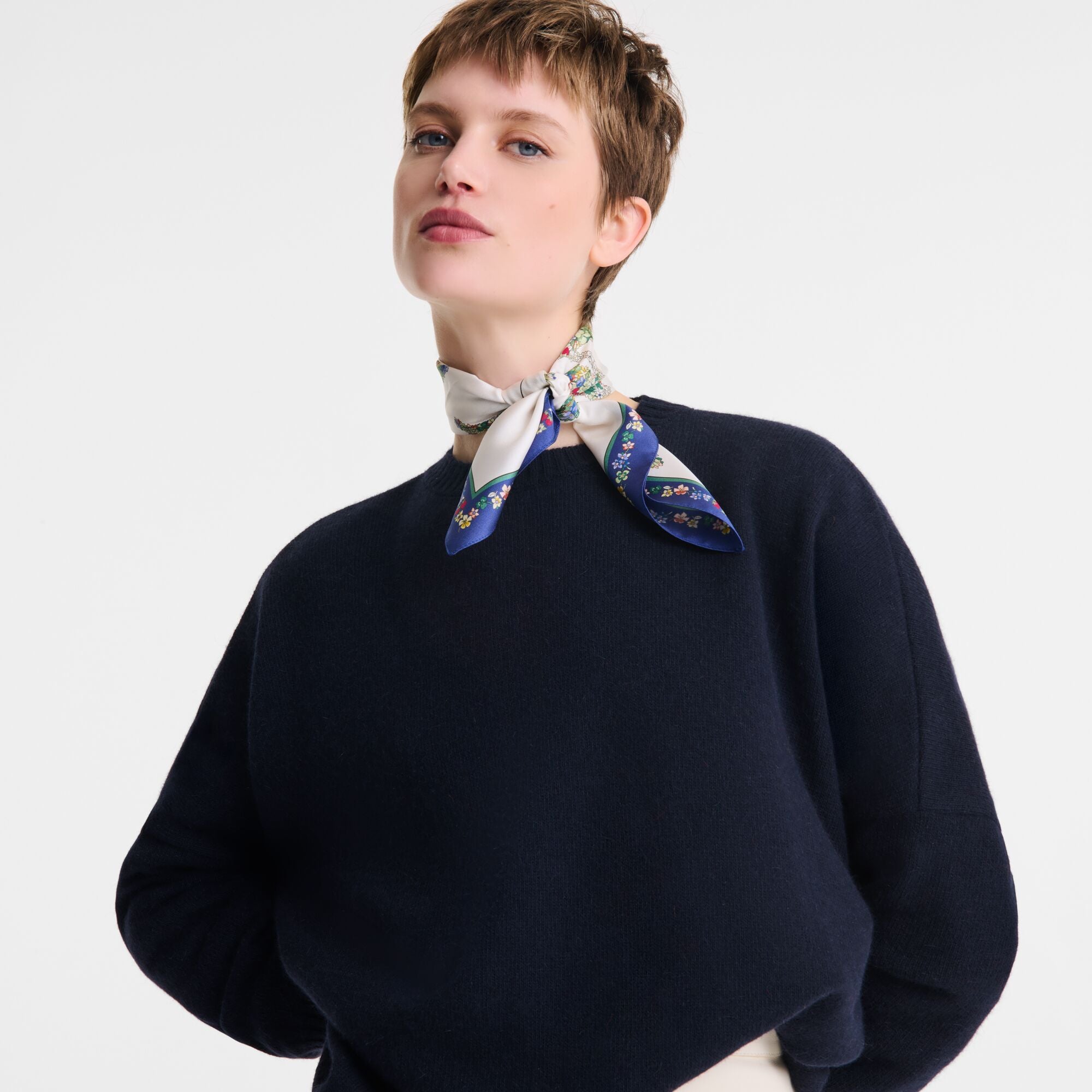 לונגשאמפ צעיף משי Le Jardin כחול