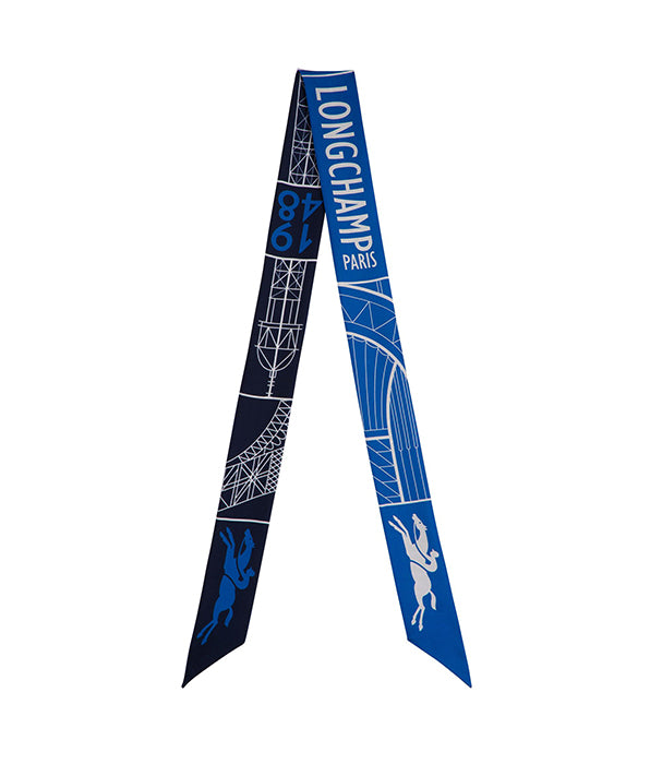 לונגשאמפ סרט משי Collier de fleurs כחול