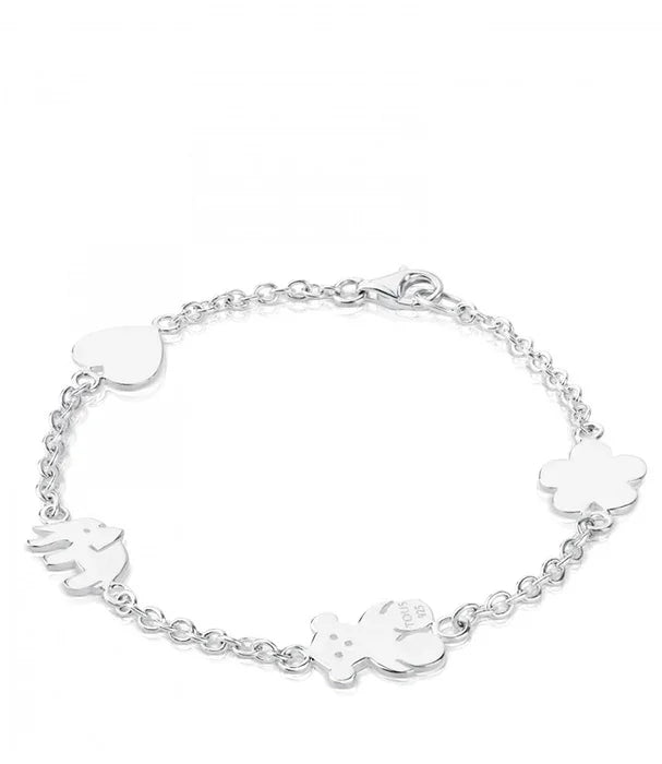 צמיד כסף עם תליונים של לב, דובון, פרח וציפור, עיצוב תכשיטים יוקרתי CHOZEN