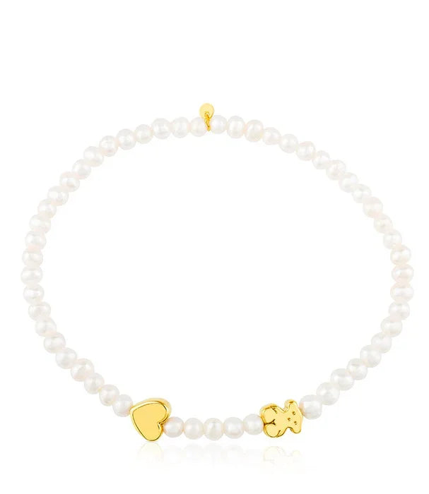 שרשרת פנינים עם חרוזי לב ודמות זהב, תכשיט אופנה מבית CHOZEN