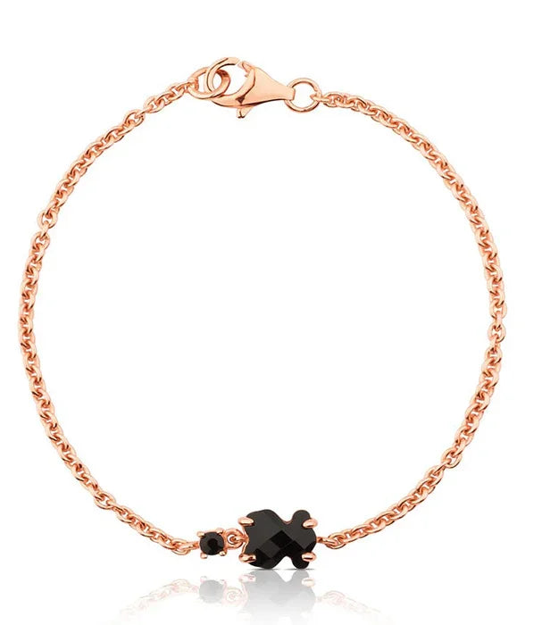 צמיד זהב עדין עם תליון אבן שחורה, תכשיט אופנה של CHOZEN