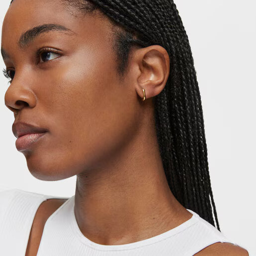 טואוס עגילי חישוק קטנים Basics מכסף ועליו זהב 18 קראט