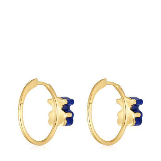 טואוס עגילי חישוק בשילוב מוטיב דובי מאבן חן 1950 מזהב