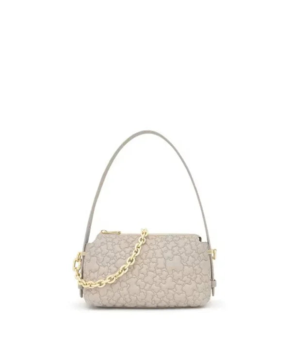 תיק יד אופנתי בצבע בז' עם רצועת שרשרת זהב, עיצוב יוקרתי, CHOZEN מותגים מובילים