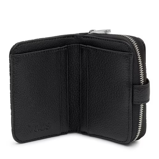 ארנק עור שחור פתוח עם רוכסן וטקסטורה יוקרתית, CHOZEN מותגים מובילים