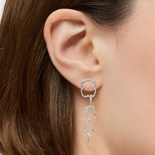 טואוס עגילי כסף ארוכים קרוסל עם מוטיבים מחוברים של אייקון הדובי