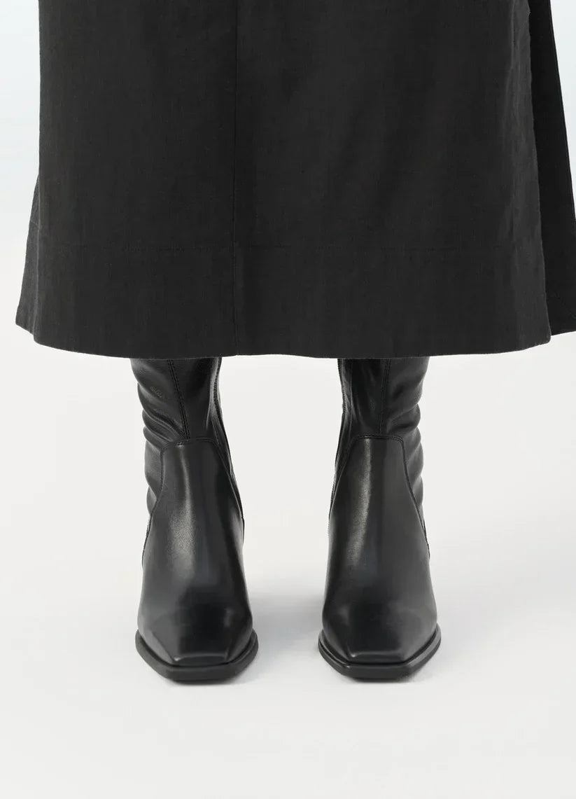 מגפי עור שחורות אלגנטיות לאישה, עיצוב ייחודי, מבית CHOZEN, מותגי על קבוצת אלפא