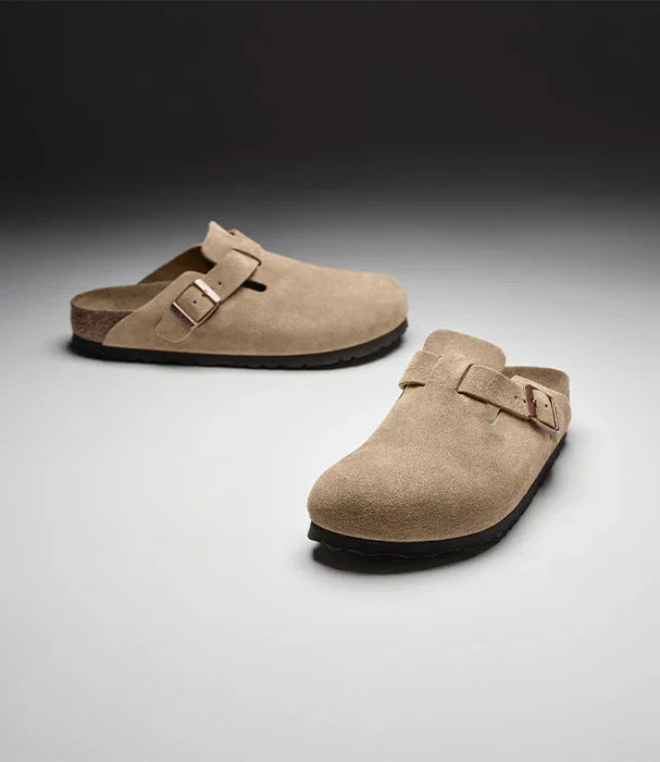 כפכפי זמש בצבע בז' עם אבזם מתכת, נעלי נוחות אופנתיות מקבוצת אלפא CHOZEN