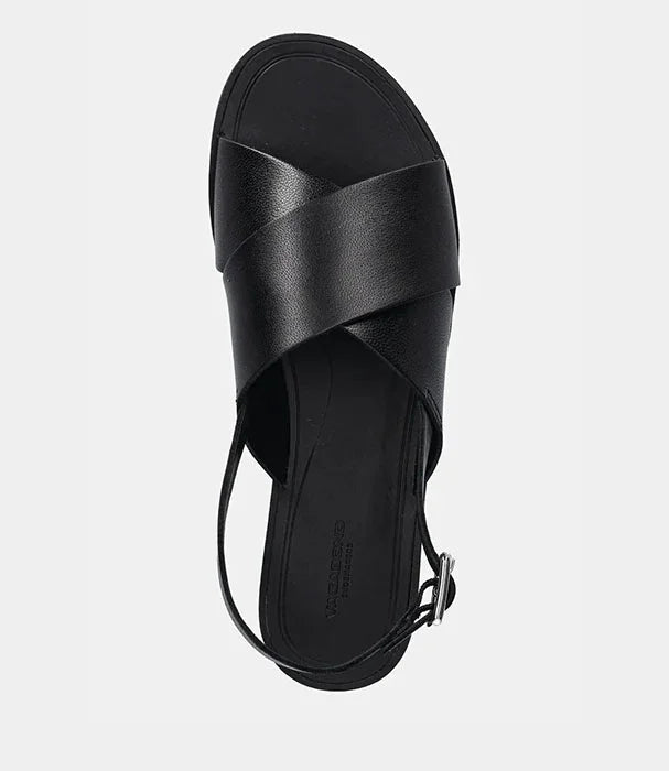 סנדל עור שחור לנשים עם רצועות מוצלבות, אופנתי CHOZEN מבית קבוצת אלפא